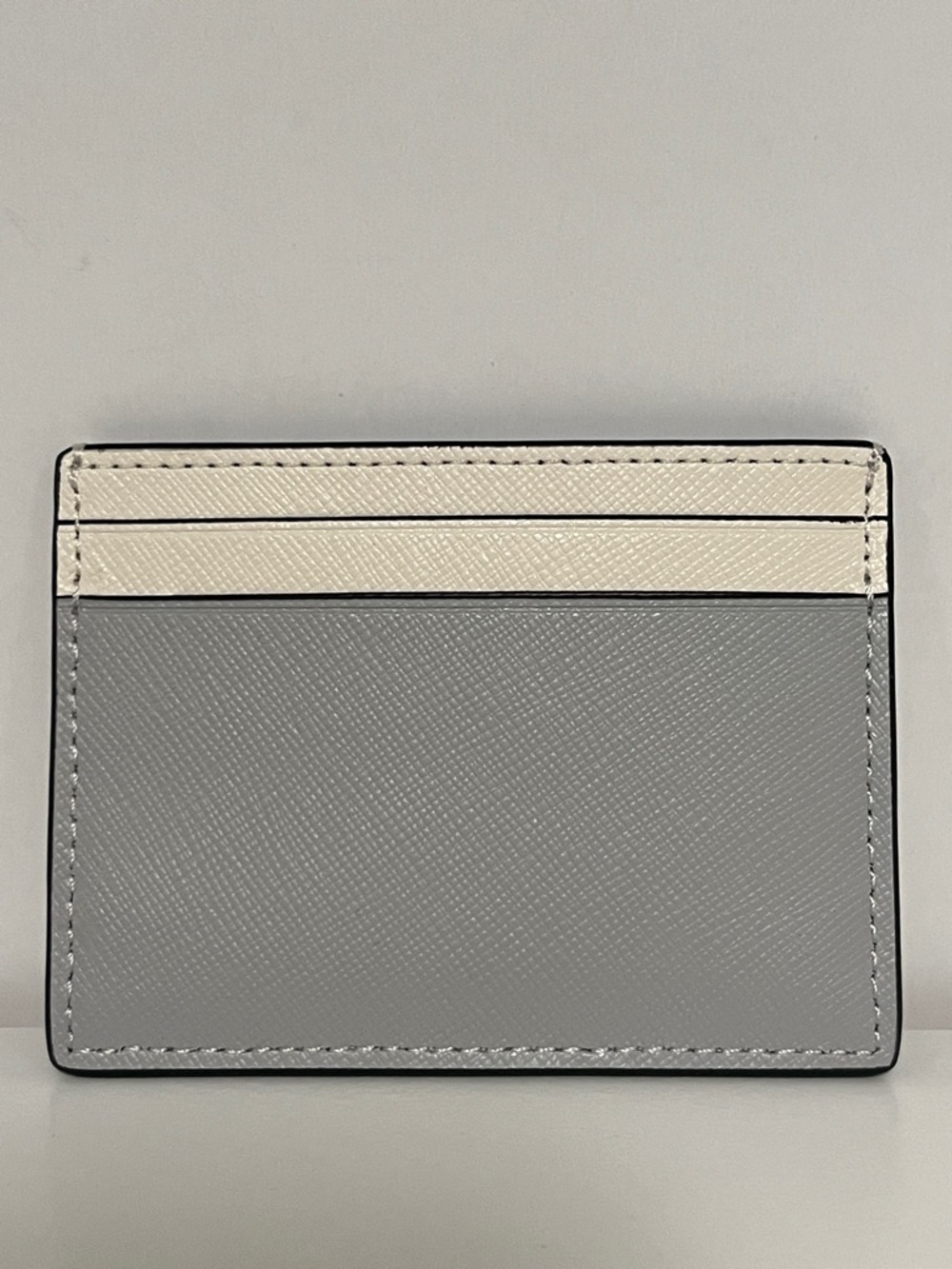 kate spade Gray and Cream Color-block Saffiano Leather Slim Card Holder - Picture 3 of 4